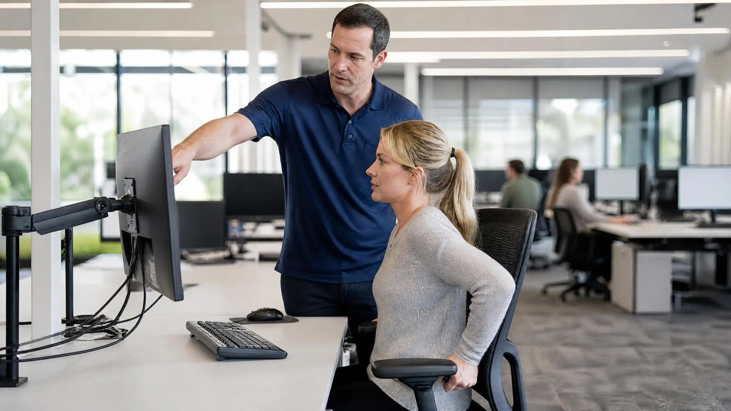Aménagement ergonomique poste travail écran TMS bureau